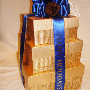 Golden Holiday Wishes Gift Tower